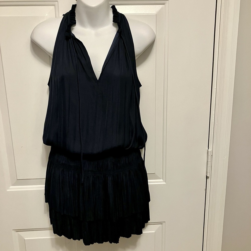 Current Air Dress Joey Womens Size XS Pleated Mini Tiered Ruffle Sleeveless Blue - Picture 4 of 9